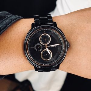 FOSSIL WATCH BLACK AND ROSE GOLD - New, Worn once